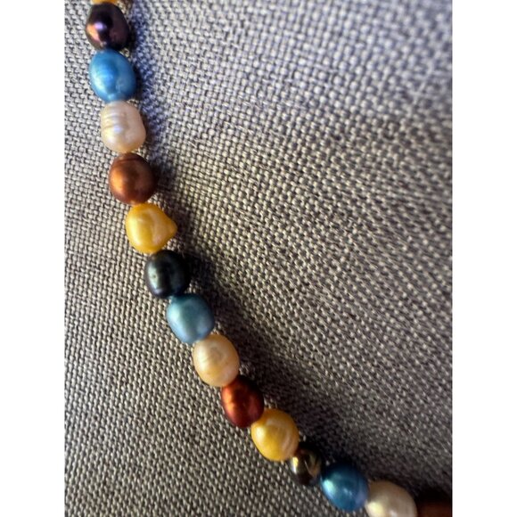 Multicolor Freshwater Pearl Necklace Sterling Silver - Picture 3 of 7